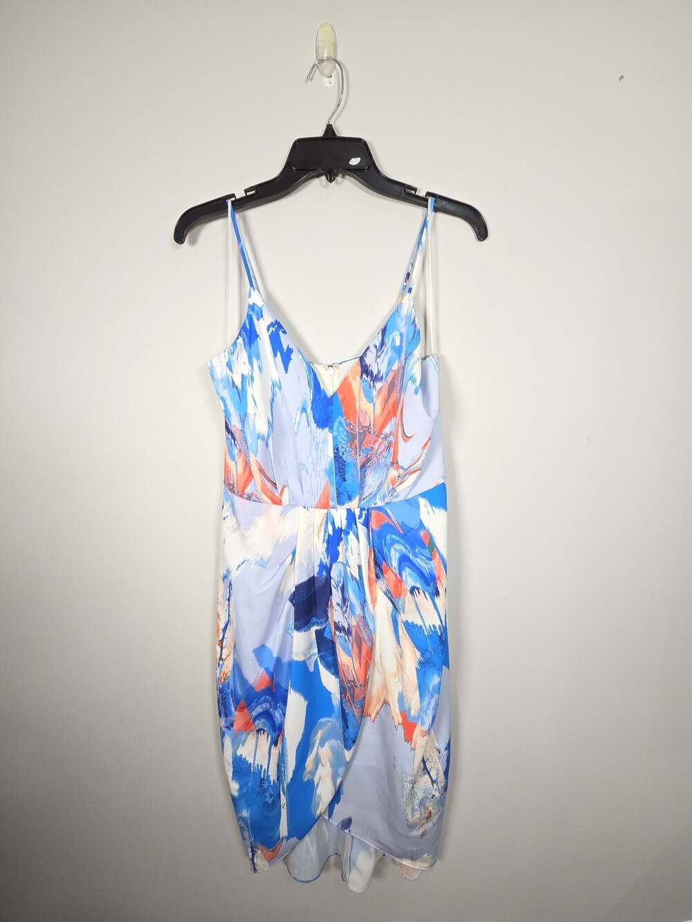 Chelsea28 Sleeveless Faux Wrap Camisole Dress in Blue Watercolor Print